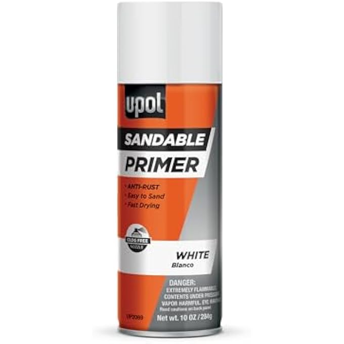 U-POl SANDABLE PRIMER, FAST-DRYING, DURABLE & ALL-PURPOSE PRIMER SPRAY WITH ANTI-RUST TECHNOLOGY, WHITE - Image 1